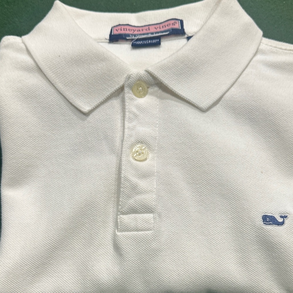 Boys Vineyard Vines white polo shirt, size 8